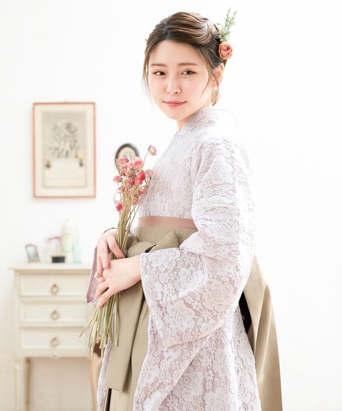 優美なレースを纏って。レディース袴4点セット（着物・襦袢・下帯・袴