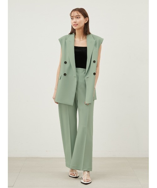 Mila Owen(ミラオーウェン)の「ウエストゴムワイドイージードライパンツ【手洗い可能】(その他パンツ・レディース・ブラック/ライトベージュ/グリーン・0/1)」の4枚目の写真