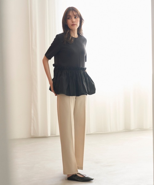 Mila Owen(ミラオーウェン)の「ウエストゴムワイドイージードライパンツ【手洗い可能】(その他パンツ・レディース・ブラック/ライトベージュ/グリーン・0/1)」の18枚目の写真