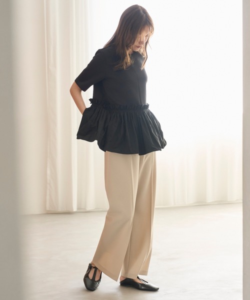 Mila Owen(ミラオーウェン)の「ウエストゴムワイドイージードライパンツ【手洗い可能】(その他パンツ・レディース・ブラック/ライトベージュ/グリーン・0/1)」の16枚目の写真