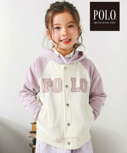 SLAP SLIP（スラップスリップ）の「【POLO BCS(ポロ・ビーシーエス)×SLAP SLIPコラボ】フード付きロゴ刺しゅうパーカー(80~130cm)（パーカー・キッズ・ピンク/ブルー・110cm/80ｃｍ/130cm/120cm/100cm/90cm）」の2枚目の写真