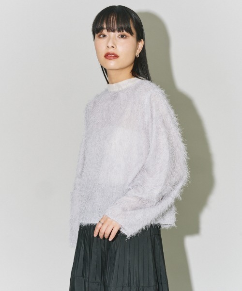 terrace(テラス)の「フェザートッププルオーバー(Tシャツ/カットソー・レディース・アイボリー/ブラック/オフホワイト/グレー・MEDIUM)」の5枚目の写真