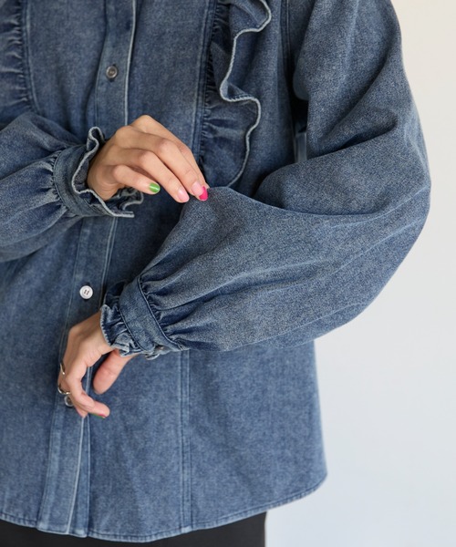 Frill Denim Shirt フリルデニムシャツ（シャツ/ブラウス