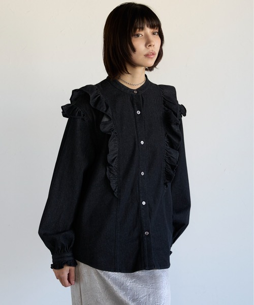 Frill Denim Shirt フリルデニムシャツ（シャツ/ブラウス