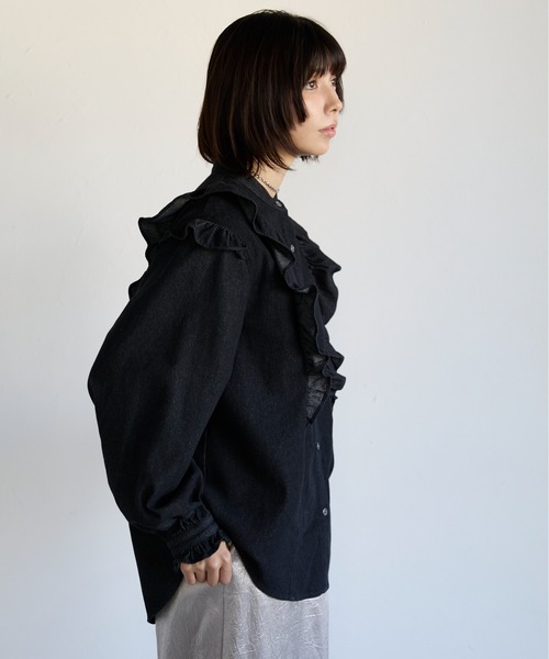 セール】Frill Denim Shirt フリルデニムシャツ（シャツ
