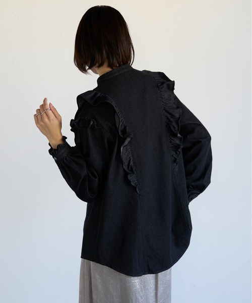 SOTT(ソット)の「Frill Denim Shirt フリルデニムシャツ(シャツ/ブラウス・レディース・ブラック/ケミカルウォッシュ・FREE)」の18枚目の写真