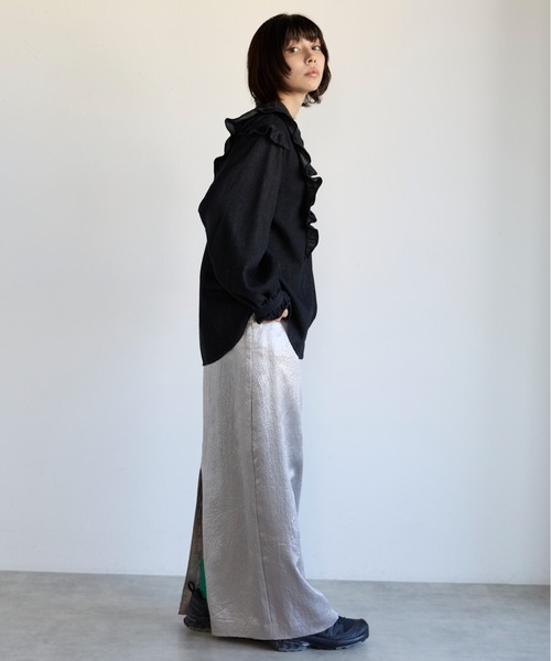SOTT(ソット)の「Frill Denim Shirt フリルデニムシャツ(シャツ/ブラウス・レディース・ブラック/ケミカルウォッシュ・FREE)」の19枚目の写真