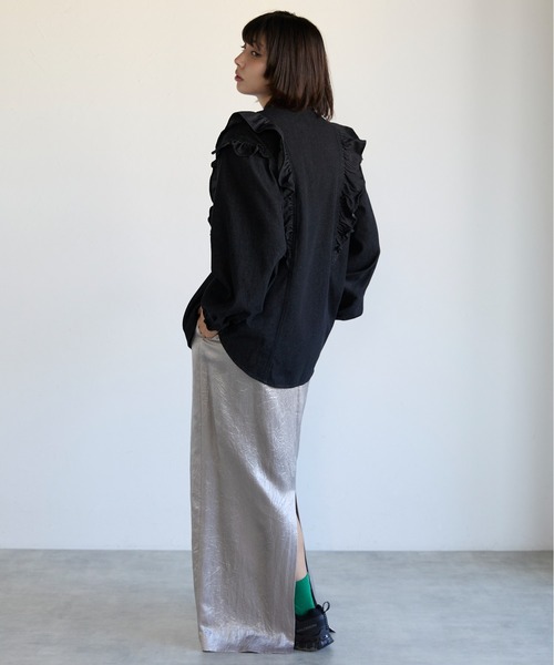 SOTT(ソット)の「Frill Denim Shirt フリルデニムシャツ(シャツ/ブラウス・レディース・ブラック/ケミカルウォッシュ・FREE)」の21枚目の写真