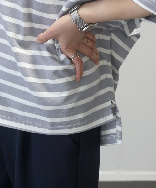 5分袖バスクボーダープルオーバー（Tシャツ/カットソー