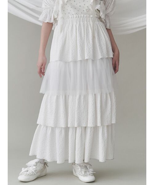 merry jenny(メリージェニー)の「チュールドッキングティアードスカート(スカート・レディース・ブラック/オフホワイト・FREE)」の1枚目の写真
