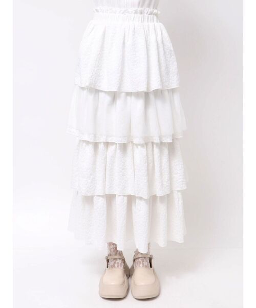 merry jenny(メリージェニー)の「チュールドッキングティアードスカート(スカート・レディース・ブラック/オフホワイト・FREE)」の3枚目の写真