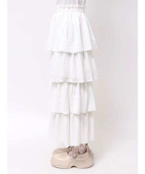 merry jenny(メリージェニー)の「チュールドッキングティアードスカート(スカート・レディース・ブラック/オフホワイト・FREE)」の4枚目の写真