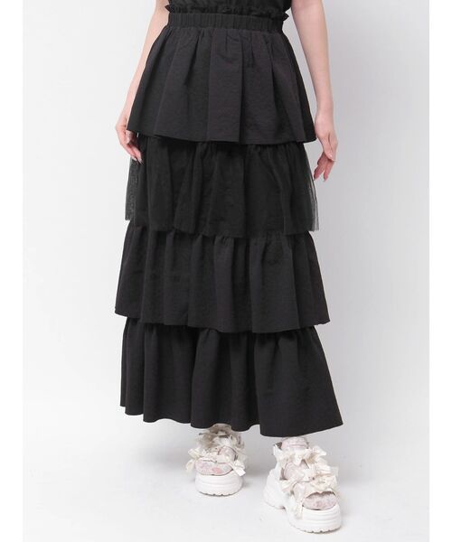 merry jenny(メリージェニー)の「チュールドッキングティアードスカート(スカート・レディース・ブラック/オフホワイト・FREE)」の13枚目の写真