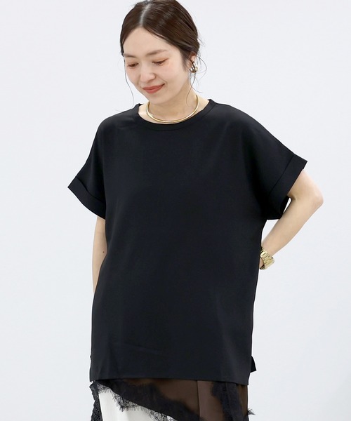 Aletta vita(アレッタビータ)の「リネンライクサイドスリットスクエアプルオーバー(Tシャツ/カットソー・レディース・ブラック/モカ/ブルー系その他・FREE)」の2枚目の写真