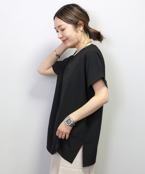 Aletta vita(アレッタビータ)の「リネンライクサイドスリットスクエアプルオーバー(Tシャツ/カットソー・レディース・ブラック/モカ/ブルー系その他・FREE)」の4枚目の写真