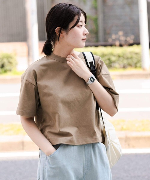 EKAL（エカル）の「『吸水速乾/UVカット』DRY OUT SHORT LENGTH T-SHIRTS（Tシャツ/カットソー・レディース・ブラウン系その他/アイボリー/ベージュ/チャコールグレー/ホワイト/ブラウン/パープル系その他・FREE）」の6枚目の写真