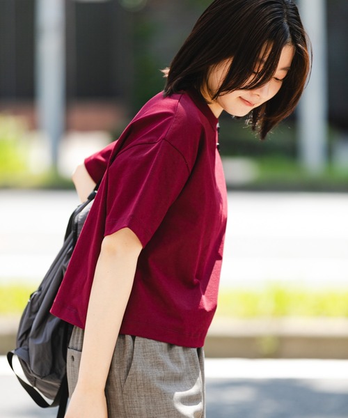 EKAL（エカル）の「『吸水速乾/UVカット』DRY OUT SHORT LENGTH T-SHIRTS（Tシャツ/カットソー・レディース・ブラウン系その他/アイボリー/ベージュ/チャコールグレー/ホワイト/ブラウン/パープル系その他・FREE）」の9枚目の写真