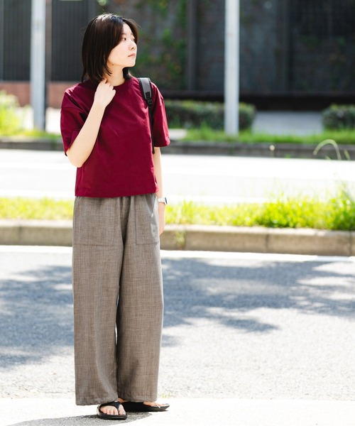 EKAL（エカル）の「『吸水速乾/UVカット』DRY OUT SHORT LENGTH T-SHIRTS（Tシャツ/カットソー・レディース・ブラウン系その他/アイボリー/ベージュ/チャコールグレー/ホワイト/ブラウン/パープル系その他・FREE）」の13枚目の写真