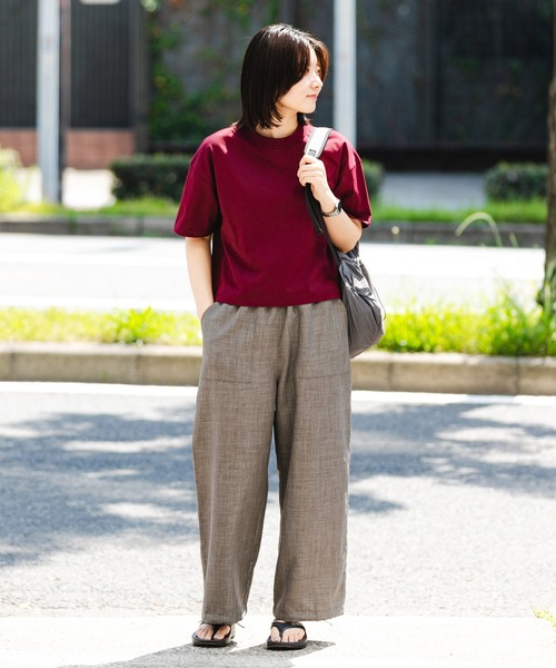 EKAL（エカル）の「『吸水速乾/UVカット』DRY OUT SHORT LENGTH T-SHIRTS（Tシャツ/カットソー・レディース・ブラウン系その他/アイボリー/ベージュ/チャコールグレー/ホワイト/ブラウン/パープル系その他・FREE）」の14枚目の写真