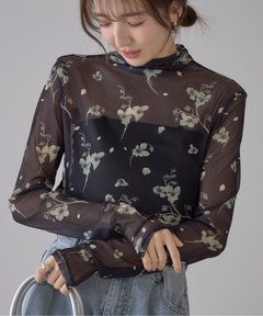 トップス anuke Flower Jacquard Tops anuke（アンヌーク） tシャツ Flower Jacquard Tops レディース