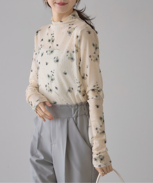 &. NOSTALGIA(アンドドットノスタルジア)の「【ZOZO限定】メッシュフラワーボトルネックロンT(Tシャツ/カットソー・レディース・アイボリー/ブラック・M)」の18枚目の写真