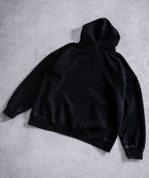 Rocky Monroe(ロッキーモンロー)の「オーバーサイズ ラインストーンロゴプリント ヴィンテージライク 裏起毛スウェットプルオーバーフード付きパーカー(パーカー・メンズ・ブラック・M/L/XL)」の11枚目の写真
