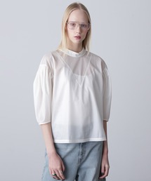 (mici)VOLUME SLEEVE TRICOT CHIFFON TOP
