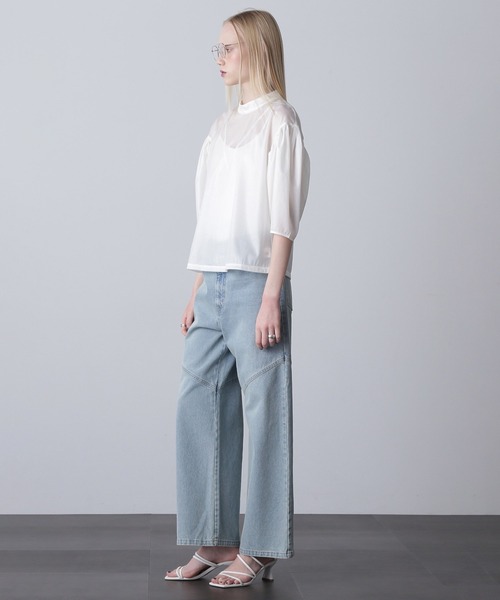 ROSE BUD（ローズバッド）の「(mici)VOLUME SLEEVE TRICOT CHIFFON TOP（Tシャツ/カットソー・レディース・ブラック/ホワイト・ONE SIZE）」の10枚目の写真
