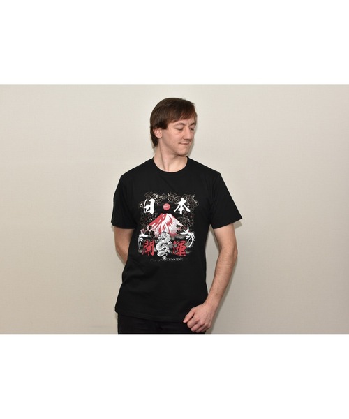 JIN plus(ジンプラス)の「和柄デザイン半袖Tシャツ 開運富士(黒) JINプラス(Tシャツ/カットソー・メンズ・ブラック・SMALL/MEDIUM/LARGE/X-LARGE)」の3枚目の写真