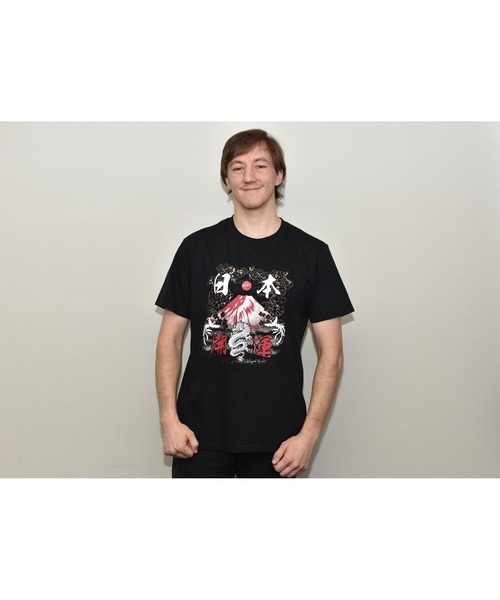 JIN plus(ジンプラス)の「和柄デザイン半袖Tシャツ 開運富士(黒) JINプラス(Tシャツ/カットソー・メンズ・ブラック・SMALL/MEDIUM/LARGE/X-LARGE)」の8枚目の写真