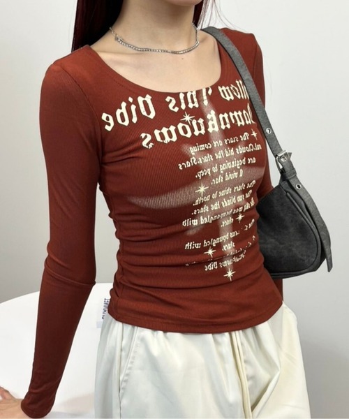 sevens(セブンズ)の「【sevens】TEE オーバーネックグランジロンT(Tシャツ/カットソー・レディース・ブラック/ブラウン・FREE)」の1枚目の写真