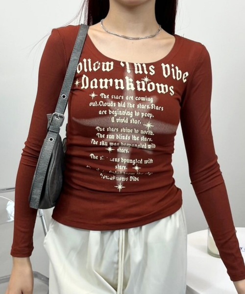 sevens(セブンズ)の「【sevens】TEE オーバーネックグランジロンT(Tシャツ/カットソー・レディース・ブラック/ブラウン・FREE)」の3枚目の写真
