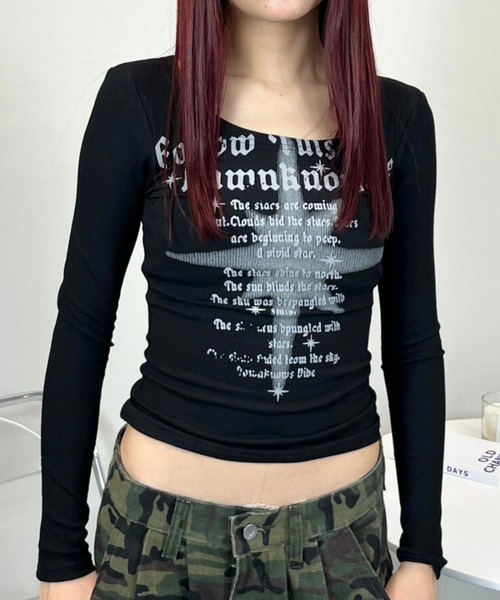 sevens(セブンズ)の「【sevens】TEE オーバーネックグランジロンT(Tシャツ/カットソー・レディース・ブラック/ブラウン・FREE)」の7枚目の写真