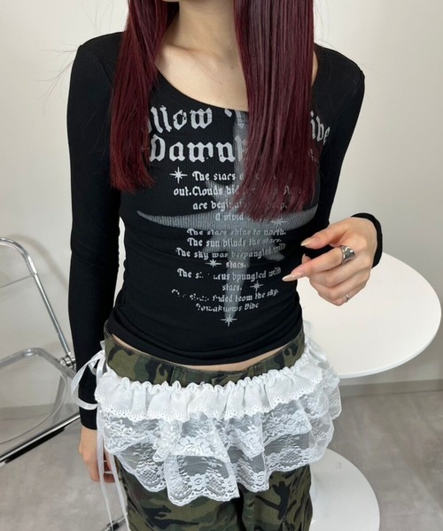 sevens(セブンズ)の「【sevens】TEE オーバーネックグランジロンT(Tシャツ/カットソー・レディース・ブラック/ブラウン・FREE)」の9枚目の写真