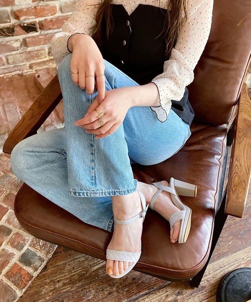 ORiental TRaffic（オリエンタルトラフィック）の「ラウンドトゥラインヒールサンダル/51208（サンダル・レディース・ブラック/グレー/ホワイト・L/S/M/SS/3L/LL）」の16枚目の写真