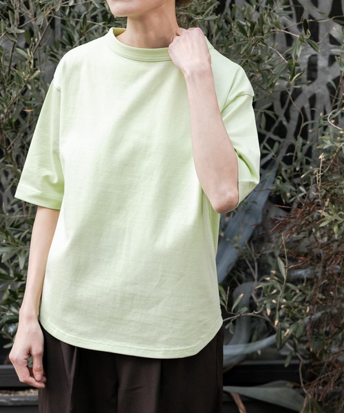 FORK&SPOON(フォークアンドスプーン)の「FORK&SPOON ボトルネック5分袖Tシャツ(Tシャツ/カットソー・レディース・ブラック/グリーン/ホワイト系その他/グレー系その他/ブラウン/オフホワイト・1)」の1枚目の写真