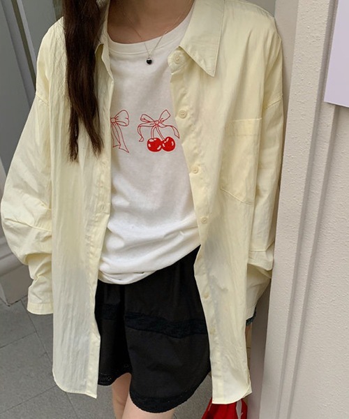 Lace Ladies(レースレディース)の「リボンプリント オーバーサイズ クルーネック 半袖 Tシャツ(Tシャツ/カットソー・レディース・グレー/ホワイト・M/XL)」の6枚目の写真
