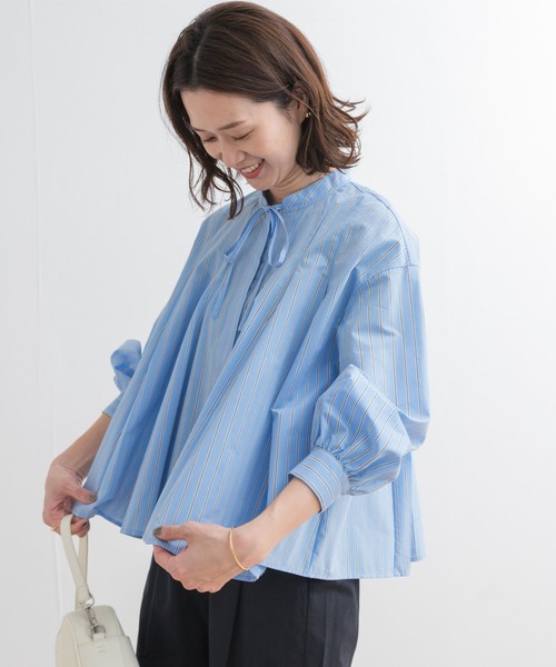アーバンリサーチドアーズ ストライプリボンフレアブラウス 25SS 今期 URBAN RESEARCH DOORS ブラウス シャツ ストライプリボンフレア