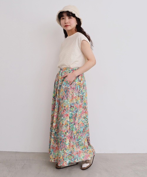 l'atelier du savon（アトリエドサボン）の「●生い茂る野原のプリント スカート（スカート・レディース・ピンク/オレンジ・FREE）」の6枚目の写真