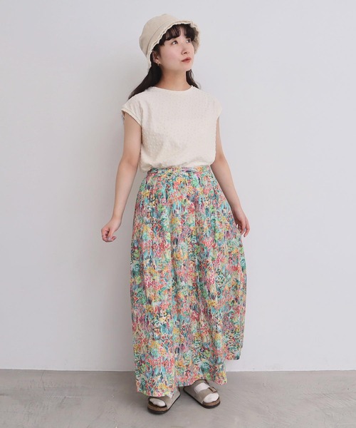 l'atelier du savon（アトリエドサボン）の「●生い茂る野原のプリント スカート（スカート・レディース・ピンク/オレンジ・FREE）」の9枚目の写真