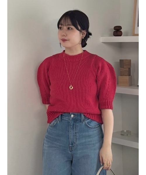 MYLÁN パフスリーブ 赤 ニットセーター ミニミニストア miniministore ニットセーターパフスリーブニット