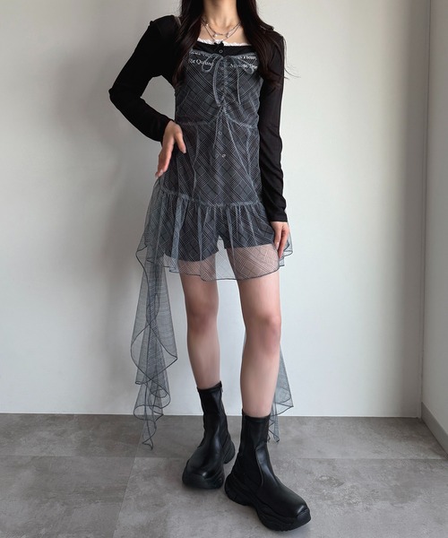apres jour mignon(アプレジュールミニョン)の「サイドフリルシアーキャミチュニック【ZOZOTOWN限定アイテム 】(キャミソール・レディース・ブラウン系その他/グレー・フリー)」の10枚目の写真