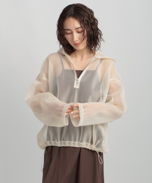 GEORGE'S(ジョージズ)の「メッシュパーカー(パーカー・レディース・アイボリー/グレー・FREE)」の2枚目の写真