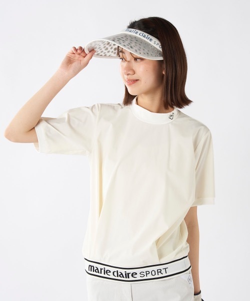 ブラウス シャツ 「marie claire/マリ.クレール」レディース半袖モックネックシャツ　撥水　ゴルフ レディース セール】【marie claire/マリ.クレール】レディース半袖モック