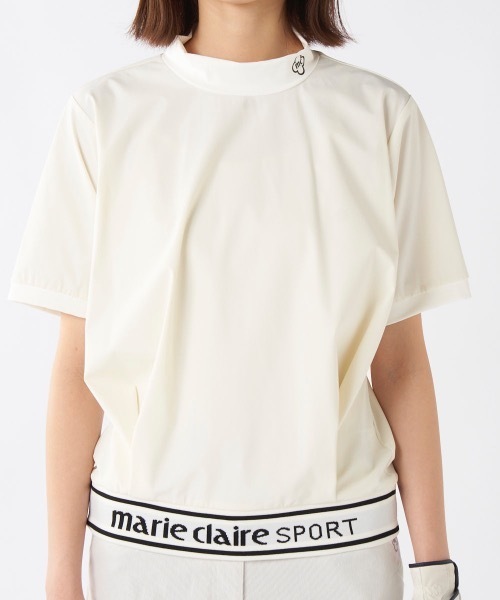 ブラウス シャツ 「marie claire/マリ.クレール」レディース半袖モックネックシャツ　撥水　ゴルフ レディース セール】【marie claire/マリ.クレール】レディース半袖モック