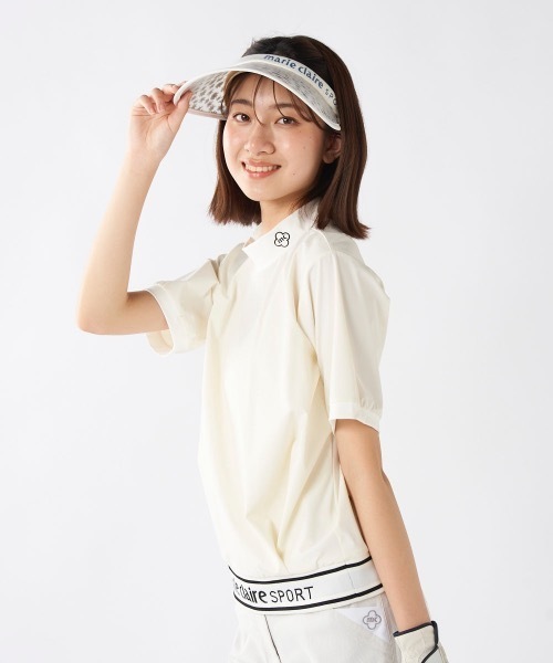 ブラウス シャツ 「marie claire/マリ.クレール」レディース半袖モックネックシャツ　ゴルフ レディース セール】【marie claire/マリ.クレール】レディースモックネック