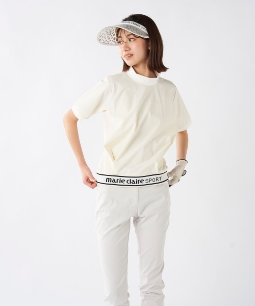 ブラウス シャツ 「marie claire/マリ.クレール」レディース半袖モックネックシャツ　撥水　ゴルフ レディース marie claire GOLF マリクレール ゴルフウェア 半袖 シャツ
