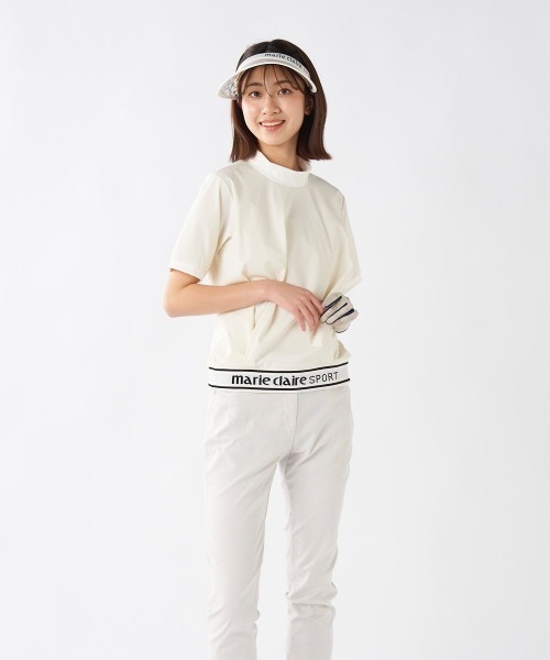 ブラウス シャツ 「marie claire/マリ.クレール」レディース半袖モックネックシャツ　撥水　ゴルフ レディース セール】【marie claire/マリ.クレール】レディース半袖モック
