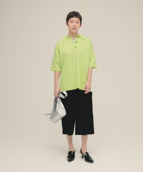 eL(エル)の「【eL】12G Polo Shirt SS/319093(ポロシャツ・レディース・ライトイエロー/ライラック/ネイビー・FREE)」の4枚目の写真