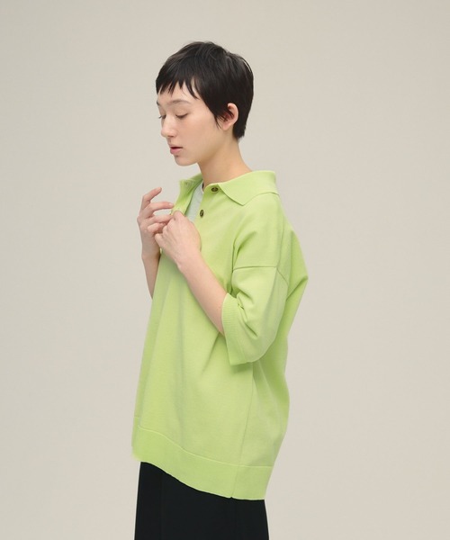 eL(エル)の「【eL】12G Polo Shirt SS/319093(ポロシャツ・レディース・ライトイエロー/ライラック/ネイビー・FREE)」の8枚目の写真
